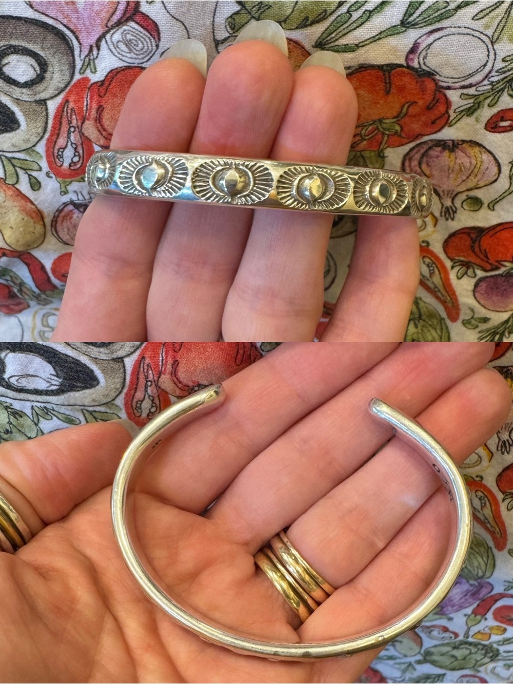 Trade 🌞 Numi Olive Heavyweight Hand Stamped Eye Cuff Bracelet M/L - Picture 11 of 16